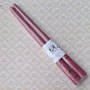 Place & Time Rose Pink Floral Inclusion Taper Candles - Set of 2